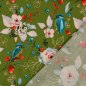 Preview: Baumwolle Webware - Eisvogel Blumen by Klaranähta - Grün