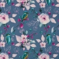 Preview: Baumwolle Webware - Eisvogel Blumen by Klaranähta - Blau