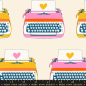 Preview: Patchwork Baumwolle - Ruby Star Society - Melody Miller - Best Day Ever - TYPEWRITERS - NATURAL