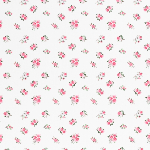 Preview: Baumwolle - Rosen - Klein - Weiß