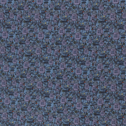 Preview: Swafing Baumwolle Webware - Happy Metal by Steinbeck - Roboter