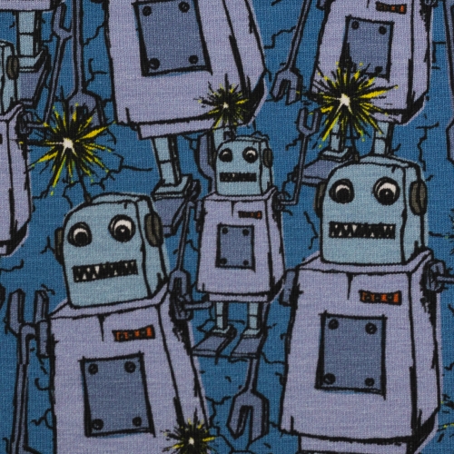 Jersey Swafing - Happy Metal by Steinbeck - Roboter - Reststück 170 cm