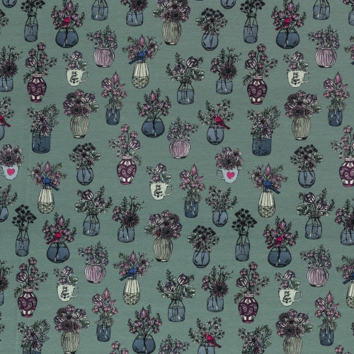 Preview: Swafing Sweat -  ALL MY FLOWERS BY LILA-LOTTA - Altgrün