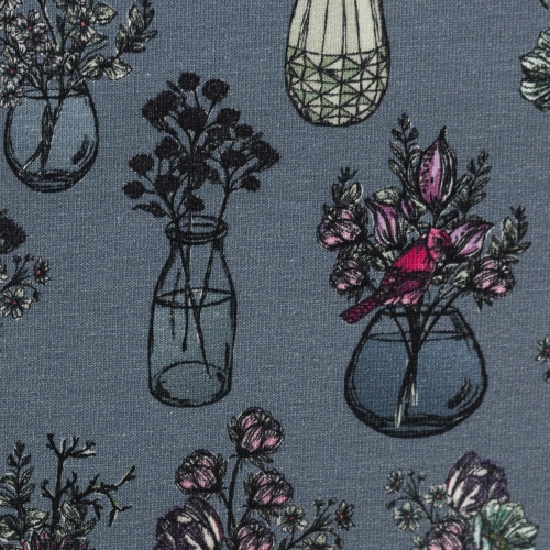 Swafing Sweat - ALL MY FLOWERS BY LILA-LOTTA - Jeansblau