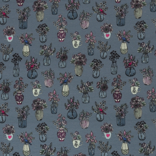 Swafing Sweat - ALL MY FLOWERS BY LILA-LOTTA - Jeansblau
