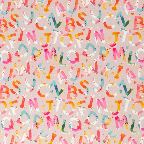 Preview: Baumwolle - Buchstaben - Beige