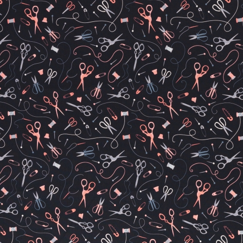 Preview: Baumwolle - Sewing - Schwarz