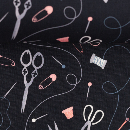 Preview: Baumwolle - Sewing - Schwarz