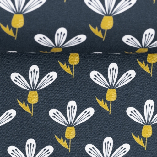 Preview: Swafing Baumwolle Webware - Jule - Blumen - Groß - Dunkelblau