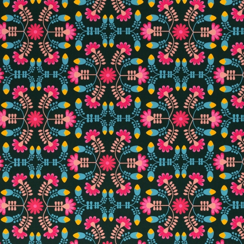 Baumwolle - Samba by Jjolijou - Blumen - Dunkelgrün