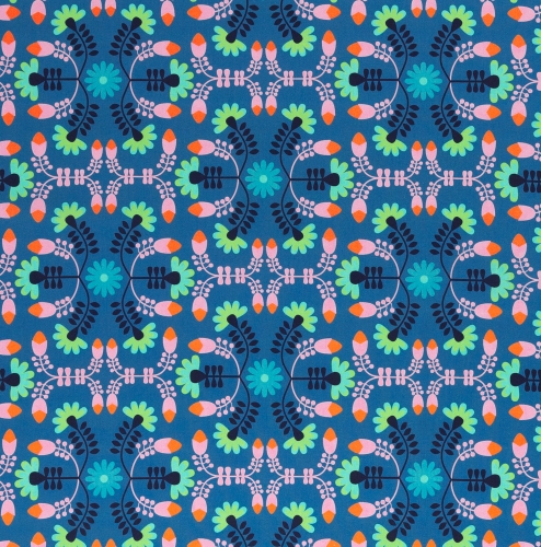 Baumwolle - Samba by Jjolijou - Blumen - Dunkeltürkis
