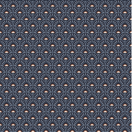 Baumwolle Popeline Retro Grafikblumen - Blau - Reststück ca. 135 cm