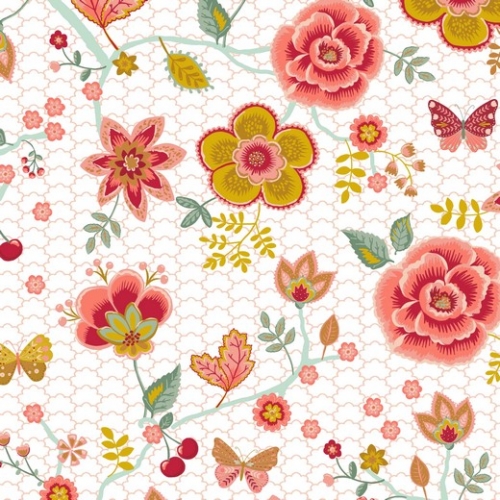 Baumwolle Popeline - Happy Feelings - Weiß