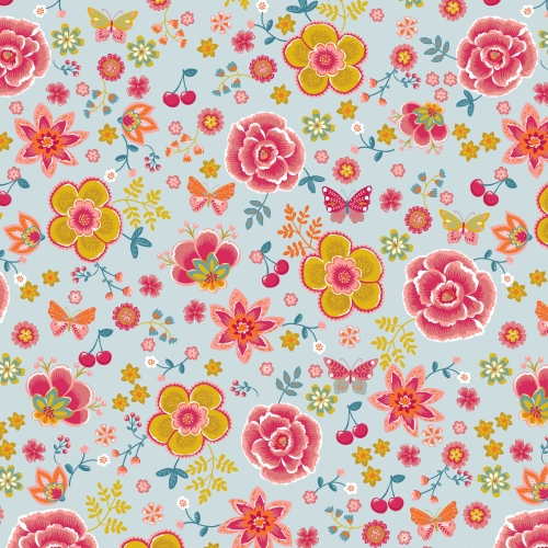 Baumwolle Popeline - Happy Feelings - Hellblau