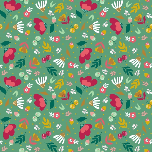 Baumwolle Popeline - Flowers - Grün