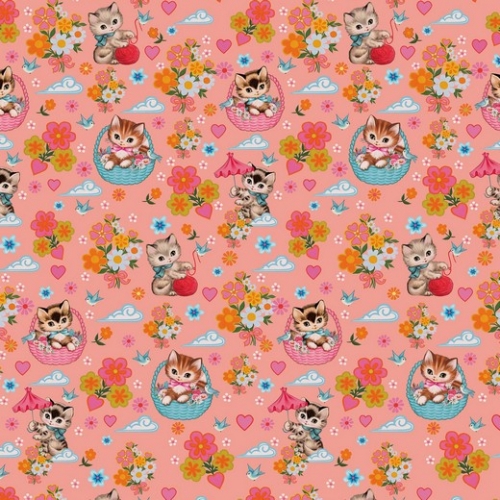 Jersey Digital Fiona Hewitt - KITTENS IN BASKETS - Rosa