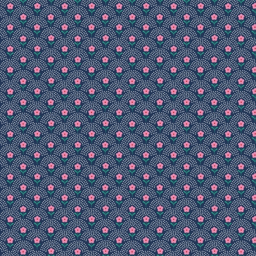 Baumwolle Fiona Hewitt - POPLIN - DELIGHT FLOWER - Marine