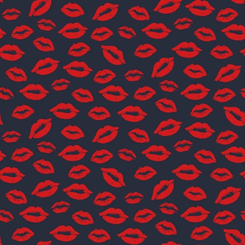 Baumwolle Popeline - Kisses - Navy