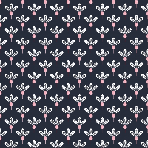 Baumwolle Popeline - Flowers and Graphic - Blau