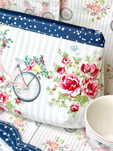 Täschchen - Fahrrad Blumen und Streifen