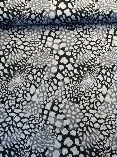 Jacquard - Jersey Swafing - Safari - Leo Schwarz/Grau - Reststück ca.140 cm