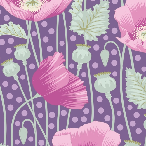 Tilda Patchwork Stoff Baumwolle - Gardenlife - Poppies Lilac