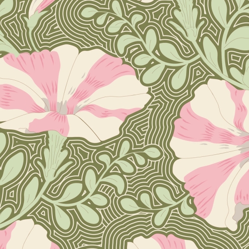 Tilda Patchwork Stoff Baumwolle - Gardenlife - Striped Petunia Green