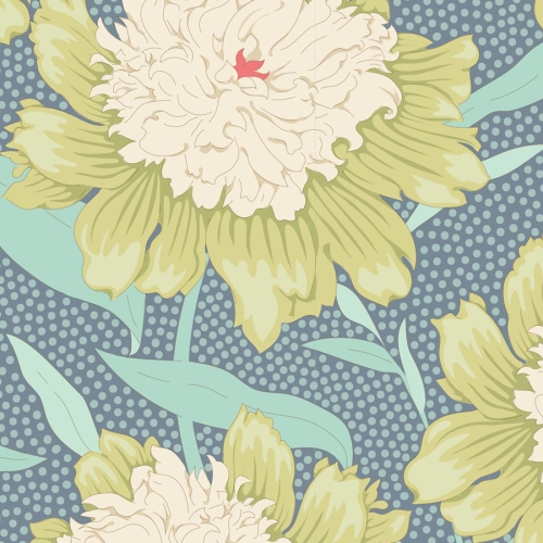 Tilda Patchwork Stoff Baumwolle - Gardenlife - Bowl Peony Grey Green