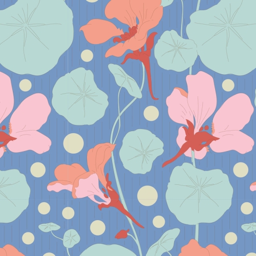 Tilda Patchwork Stoff Baumwolle - Gardenlife - Nasturtium Blue
