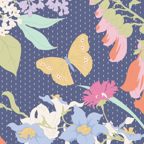 Tilda Patchwork Stoff Baumwolle - Gardenlife - Blue