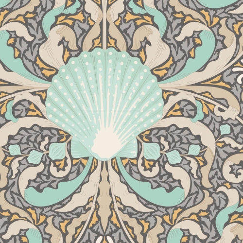 Tilda Patchwork Stoff Baumwolle - Cotton Beach - Scalop Shell Grey