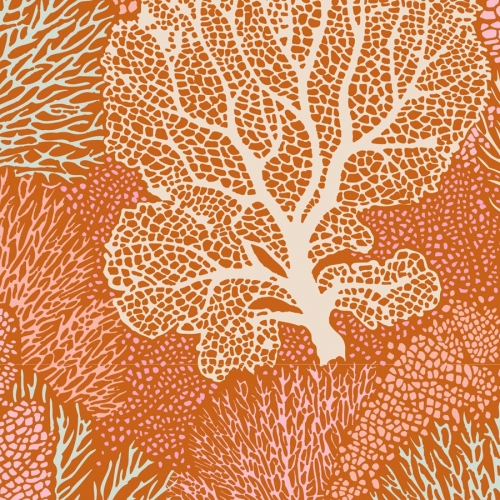 Tilda Patchwork Stoff Baumwolle - Cotton Beach - Coral Reef Ginger