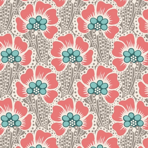 Tilda Patchwork Stoff Baumwolle - Cotton Beach - Ocean Flower Grey