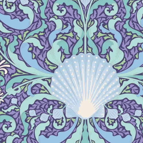 Tilda Patchwork Stoff Baumwolle - Cotton Beach - Scallop Shell Blue