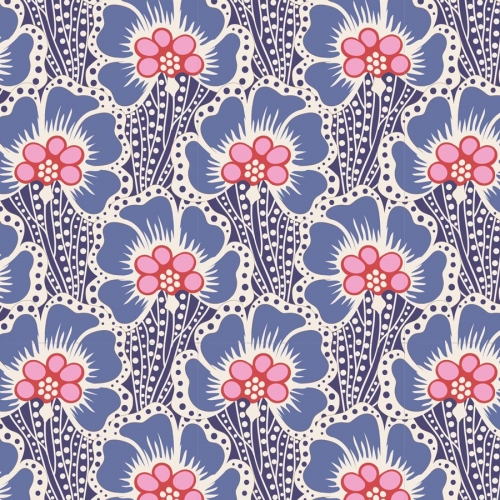Tilda Patchwork Stoff Baumwolle - Cotton Beach - Ocean Flower Blue