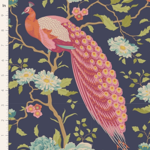 Tilda Patchwork Stoff Baumwolle - Chic Escape Peacock Tree Navy