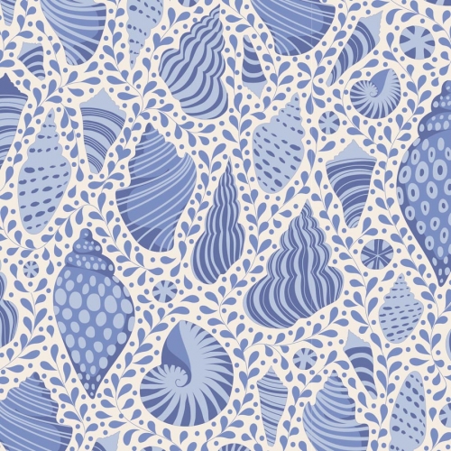 Tilda Patchwork Stoff Baumwolle - Cotton Beach - Beach Shells Blue