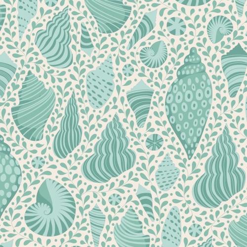 Tilda Patchwork Stoff Baumwolle - Cotton Beach - Beach Sehlls Teal