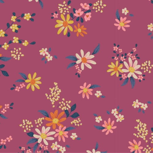 Tilda Patchwork Stoff Baumwolle - Daisyfield Plum