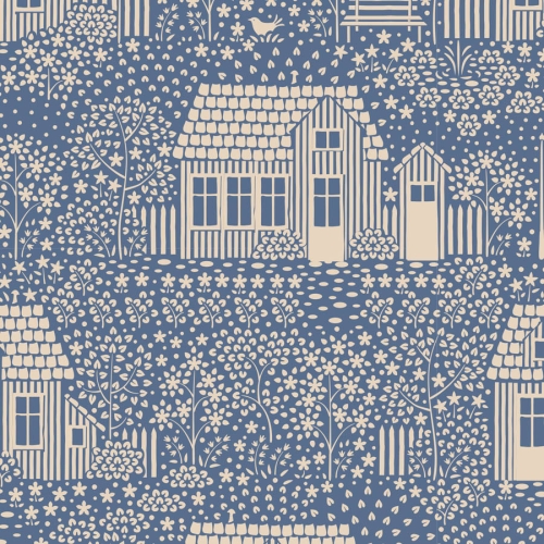Tilda Patchwork Stoff Baumwolle - Hometown - My Neighborhood Blue