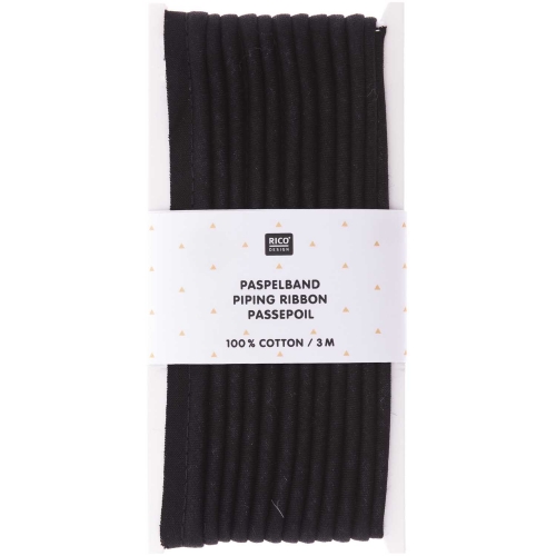 RICO DESIGN Paspelband  1CM X 3M - Schwarz