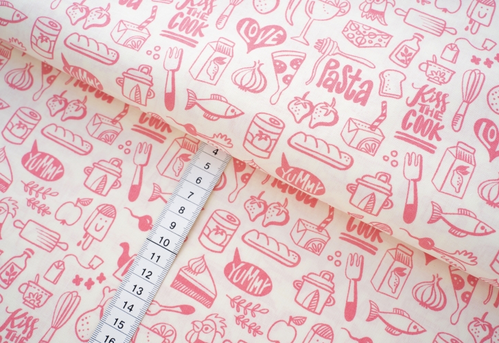 Preview: Organic Baumwolle Druck Hamburger Liebe - In my Kitchen - Menu - Rosa