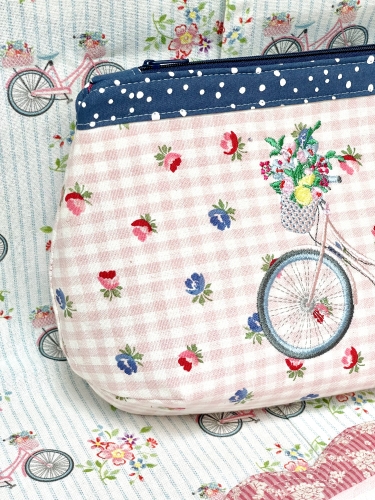 Preview: Täschchen - Fahrrad - Rosa Vichy Flowers