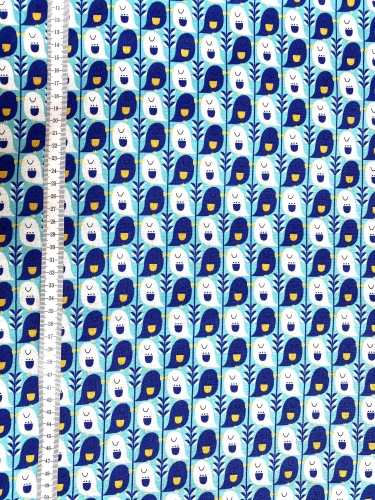 Preview: Mees&Mees für Kokka - Canvas - Cute Bird - Türkis