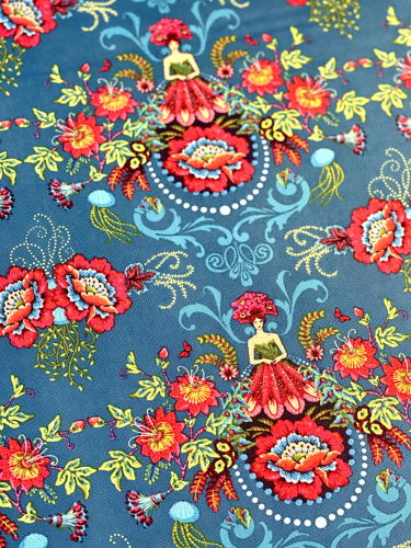 Baumwolle Patchwork - Odile Bailloeul - Mini Flower Fairies - Blue
