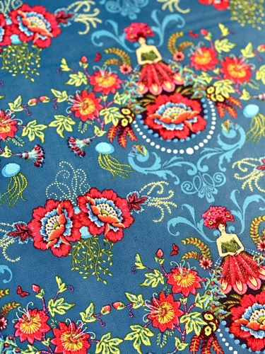 Baumwolle Patchwork - Odile Bailloeul - Mini Flower Fairies - Blue