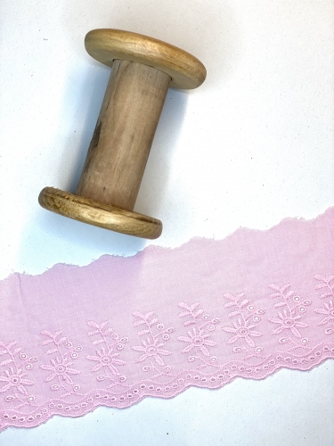 Broderie Spitze Band - 9 cm - Large Flower - Rosa