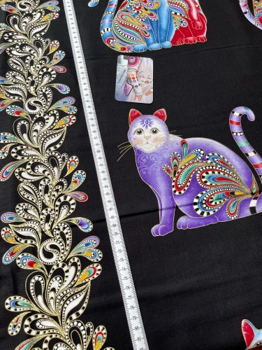 Patchwork Baumwolle - Cat-i-tude 2 - Schwarz