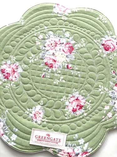 Grünes 35 cm großes gequiltetes rundes Platzdeckchen