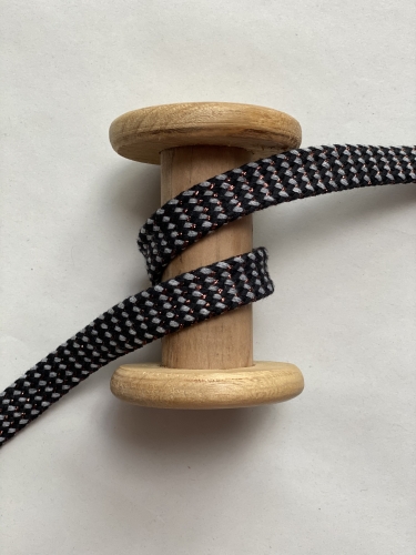 Flachkordel - 8mm -Kupferlurex - Schwarz/Grau/Kupfer